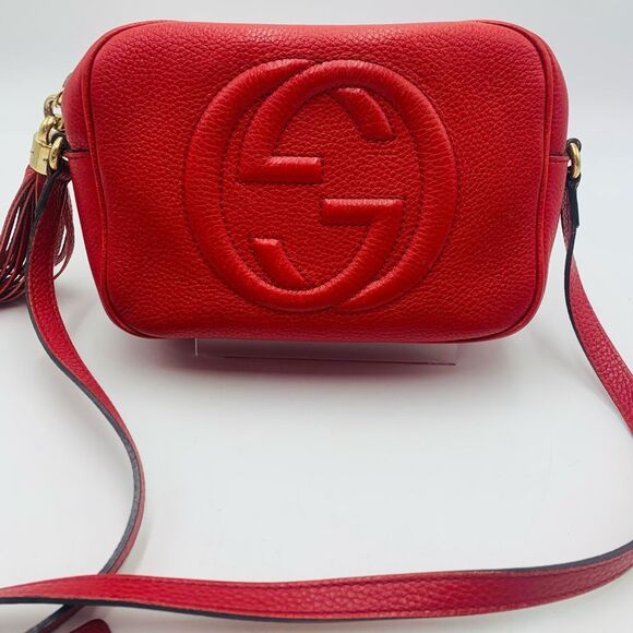 Auth Gucci Tabasco Red Small Soho Disco Crossbody Bag Preloved Purse Excellent - Picture 1 of 16